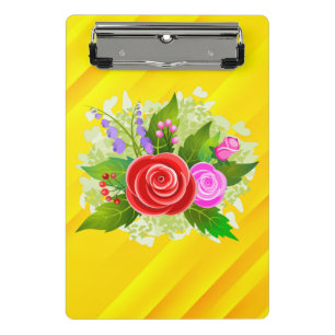 Minicarpeta De Pinza Ilustracion Rosa Flores