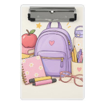 Ilustraciones de útiles escolares pastel adorables