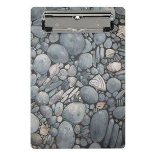 Minicarpeta De Pinza Impresión de pintura de guijarros y conchas de pla