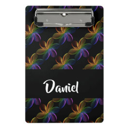 Minicarpeta De Pinza Impresión floral colorida sobre negro