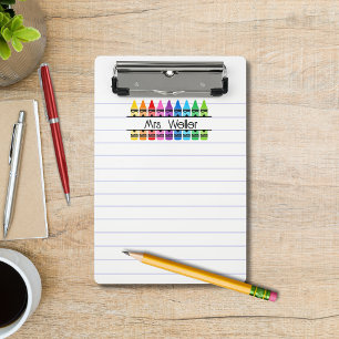 Minicarpeta De Pinza Impresión personalizada del maestro Crayon Rainbow