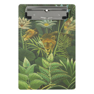 Minicarpeta De Pinza Impresión vintage de león en la selva tropical de 