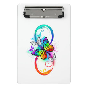 Minicarpeta De Pinza Infinito brillante con mariposa arco iris 