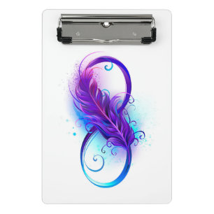 Minicarpeta De Pinza Infinito con pluma púrpura
