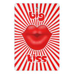 Minicarpeta De Pinza Labios rojos delgados rayos solares rojos beso gra