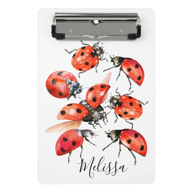 Minicarpeta De Pinza Ladybug de color rojo y negro (Anverso)