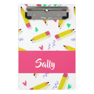 Minicarpeta De Pinza Lápices amarillos y raspones en blanco