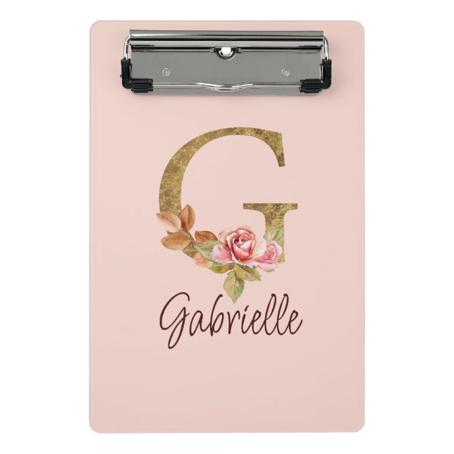 Minicarpeta De Pinza Letra de nombre personalizada G Relieve metalizado (Anverso)