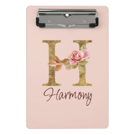 Minicarpeta De Pinza Letra de nombre personalizada H Relieve metalizado