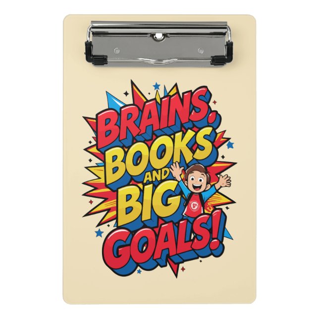 Minicarpeta De Pinza Libros de cerebros y grandes objetivos - Diversión (Anverso)