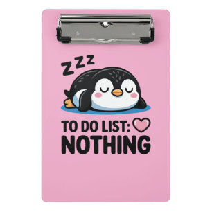 Minicarpeta De Pinza lindo pingüino durmiendo, lista de tareas nada