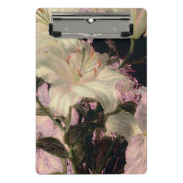 Minicarpeta De Pinza Lirios blancos sobre arte floral de fondo oscuro