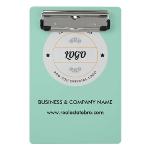 Minicarpeta De Pinza Logotipo Comercial Redondo Simple & Texto Empresa 