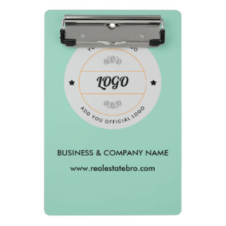 Minicarpeta De Pinza Logotipo Comercial Redondo Simple & Texto Empresa