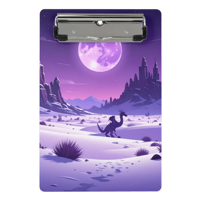 Minicarpeta De Pinza Lunar Wyrm – Purple Dragon Under the Moon Desk Mat (Anverso)