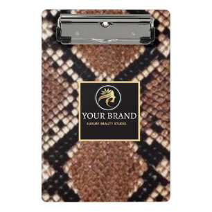 Minicarpeta De Pinza Luxury Beauty Salon Brand Brown Snake Skin