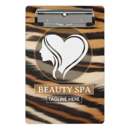 Minicarpeta De Pinza Luxury Beauty Spa Logo Elegant Tiger Print Salon