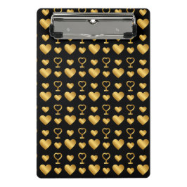 Minicarpeta De Pinza Luxury  Black Gold Foil Hearts 