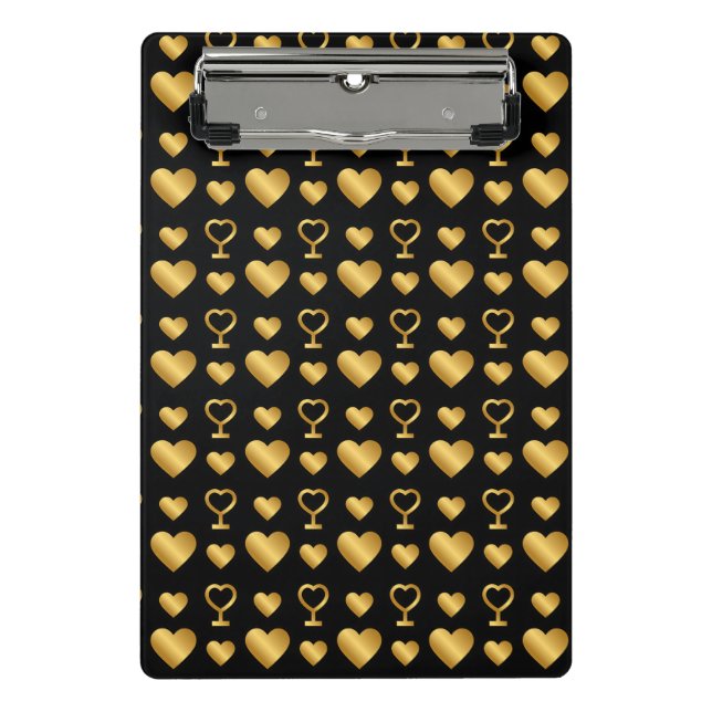 Minicarpeta De Pinza Luxury  Black Gold Foil Hearts  (Anverso)