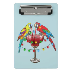 Minicarpeta De Pinza Macaws tropicales bebiendo vino