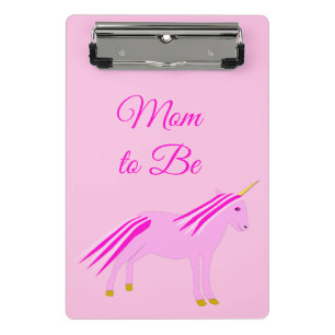 Minicarpeta De Pinza Madre Personalizado Unicornio, niña rosa bonito