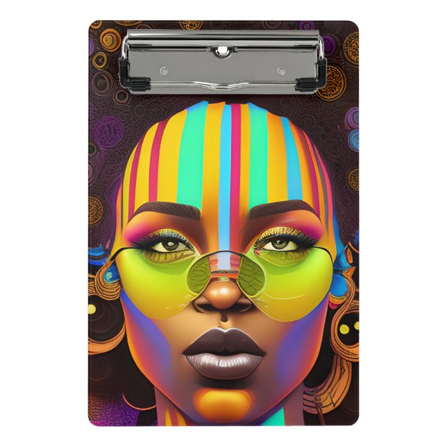 Minicarpeta De Pinza Magia chica negra, melanina mujer, arcoiris pastel (Anverso)