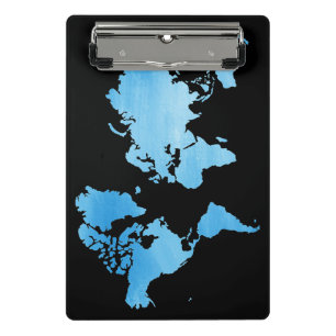 Minicarpeta De Pinza Mapa del mundo azul minimalista arte acuarela