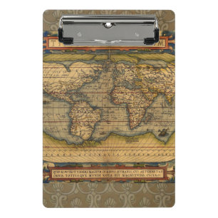 Minicarpeta De Pinza Mapa del Mundo de Ortelius 1570: Cartografía Antig