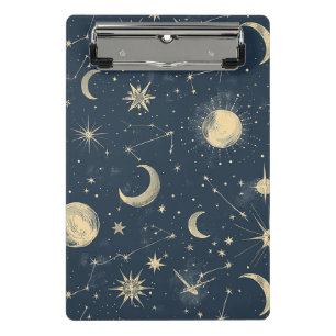 Minicarpeta De Pinza Marfil Antiguo Mapa Celeste de la Luna Estrella Ma