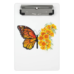 Minicarpeta De Pinza Mariposa de flores con amapola amarilla de Califor