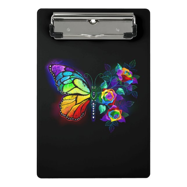 Minicarpeta De Pinza Mariposa florida arcoiris (Anverso)