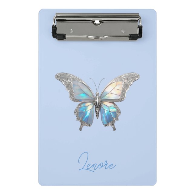Minicarpeta De Pinza Mariposa jewel Opal y plata (Anverso)
