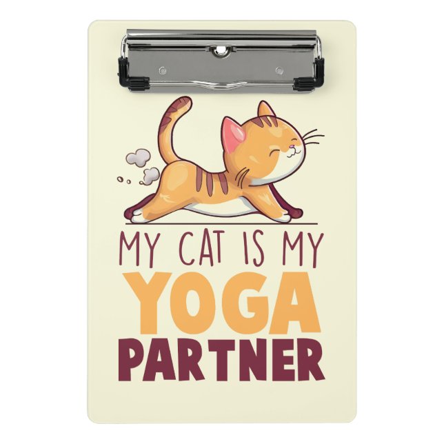 Minicarpeta De Pinza Mi Gato Es Mi Socio De Yoga - Estirando Gato (Anverso)