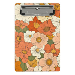 Minicarpeta De Pinza Miniportapapeles de Groove Floral de Naranja retro