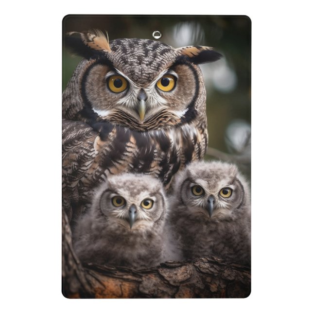 Minicarpeta De Pinza Miniportapapeles de la familia Owl (Reverso)