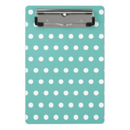 Minicarpeta De Pinza Miniportapapeles de Punto Polka (Aqua & White)