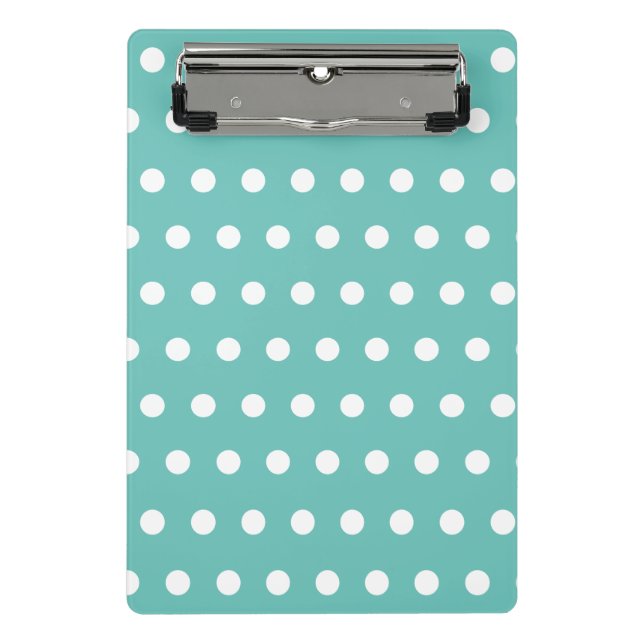 Minicarpeta De Pinza Miniportapapeles de Punto Polka (Aqua & White) (Anverso)