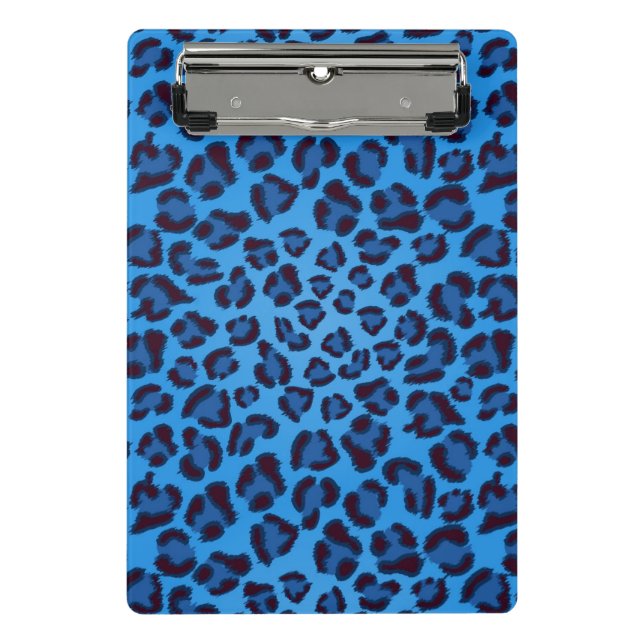 Minicarpeta De Pinza modelo azul de la textura del leopardo (Anverso)