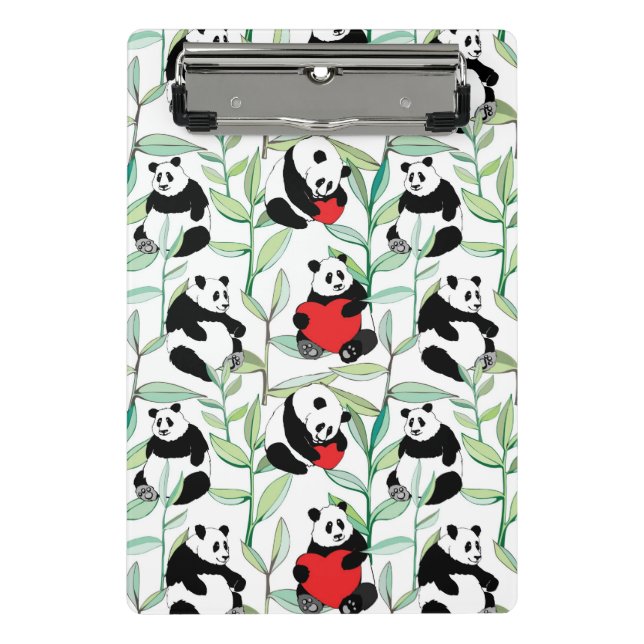 Minicarpeta De Pinza modelo con las pandas preciosas con los corazones (Anverso)