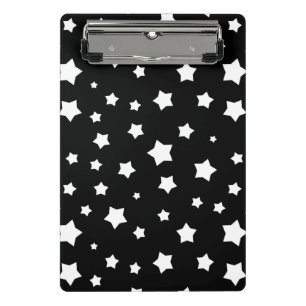 Minicarpeta De Pinza Modelo de estrellas blanco y negro