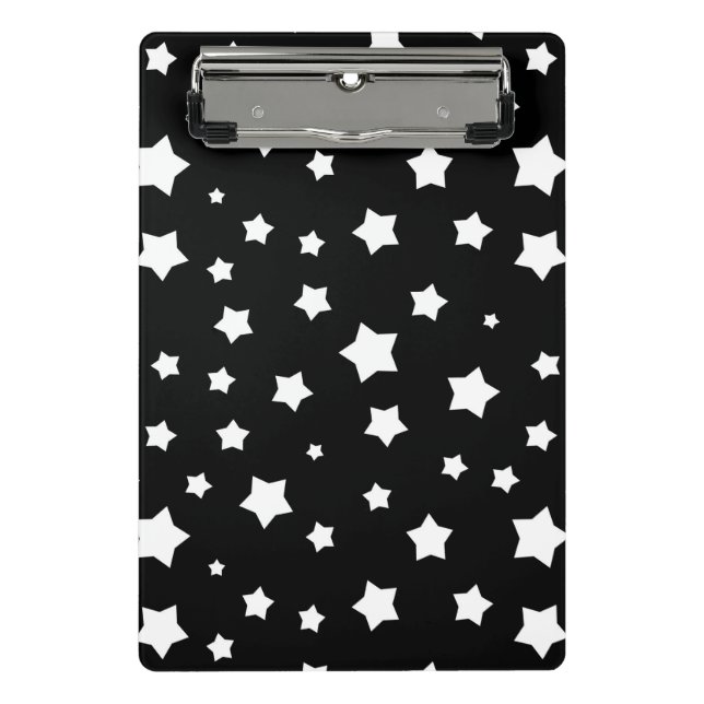 Minicarpeta De Pinza Modelo de estrellas blanco y negro (Anverso)