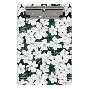 Minicarpeta De Pinza Modelo de flores tropical blanco