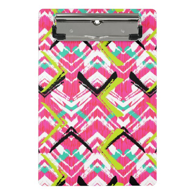 Minicarpeta De Pinza Modelo de zigzag rosado dibujado mano (Anverso)