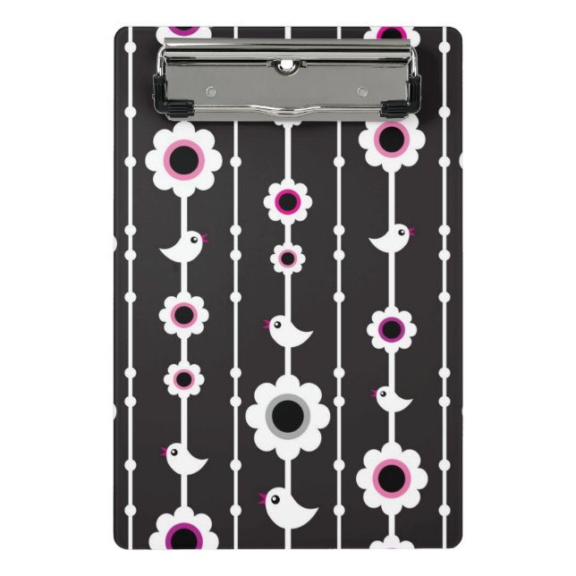 Minicarpeta De Pinza modelo del pájaro y de flores (Anverso)