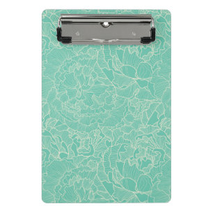 Minicarpeta De Pinza Modelo del Peony de la turquesa