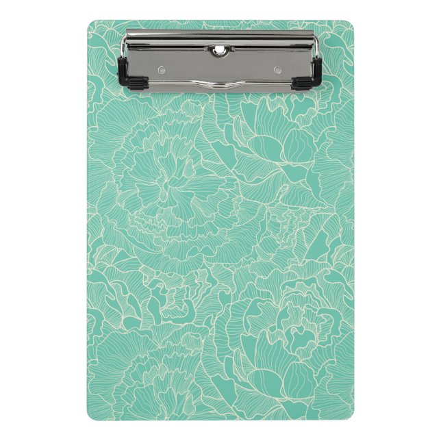 Minicarpeta De Pinza Modelo del Peony de la turquesa (Anverso)