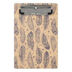 Minicarpeta De Pinza Modelo étnico del esquema de la pluma