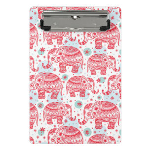 Minicarpeta De Pinza Modelo étnico rojo del elefante