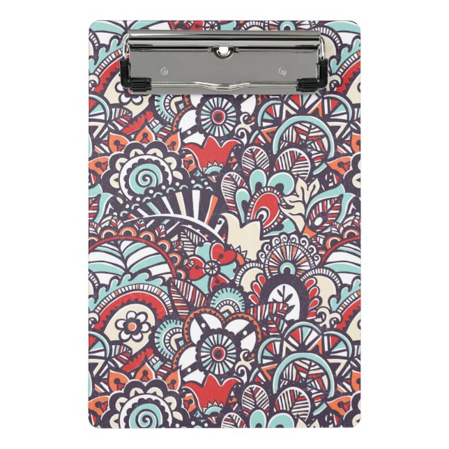 Minicarpeta De Pinza Modelo floral del Doodle de Paisley (Anverso)