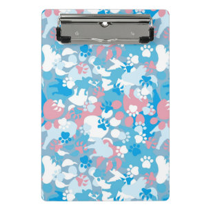 Minicarpeta De Pinza Modelo rosado y azul del perro del camuflaje